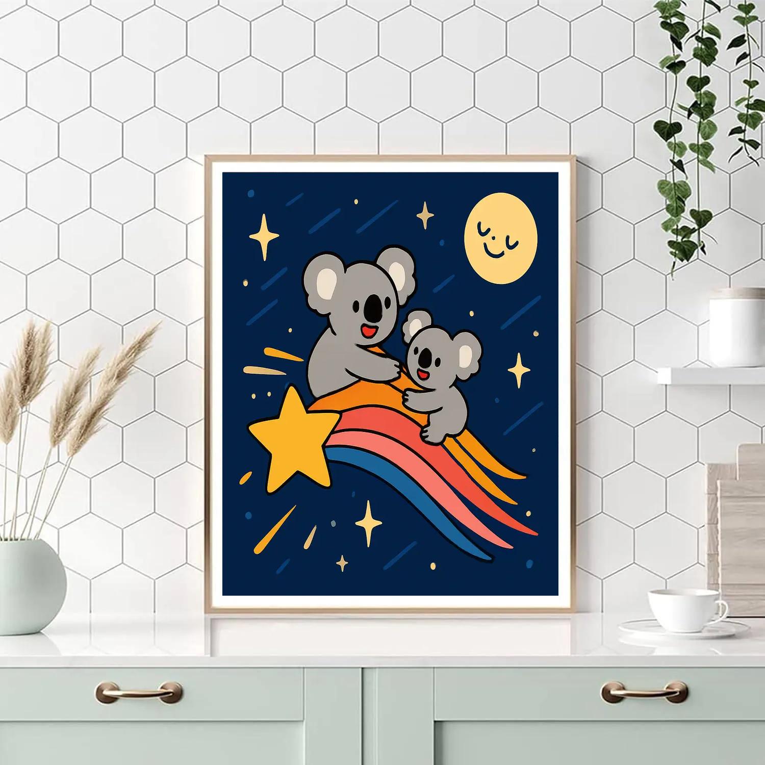 Comet Riding Koalas Painting by numbers kit
