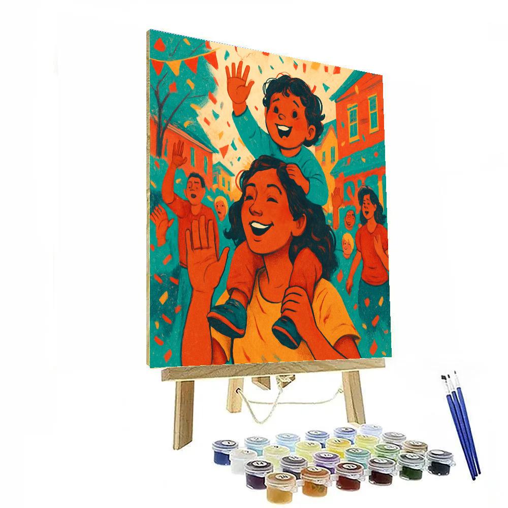 Riding On Shoulders Parade paint by number