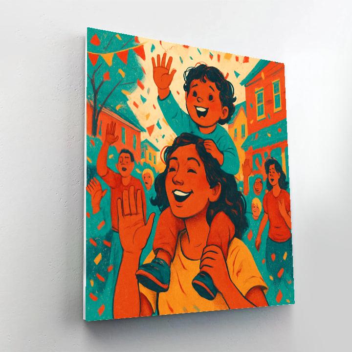 Riding On Shoulders Parade paint by number