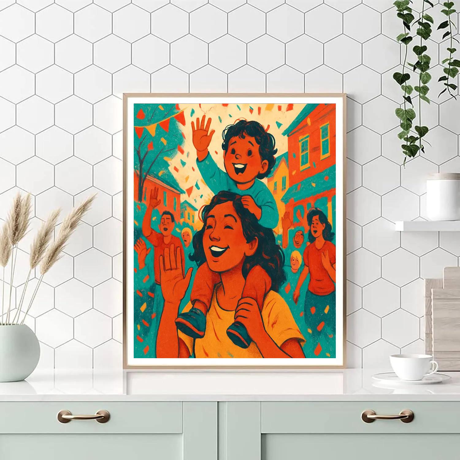 Riding On Shoulders Parade paint by number