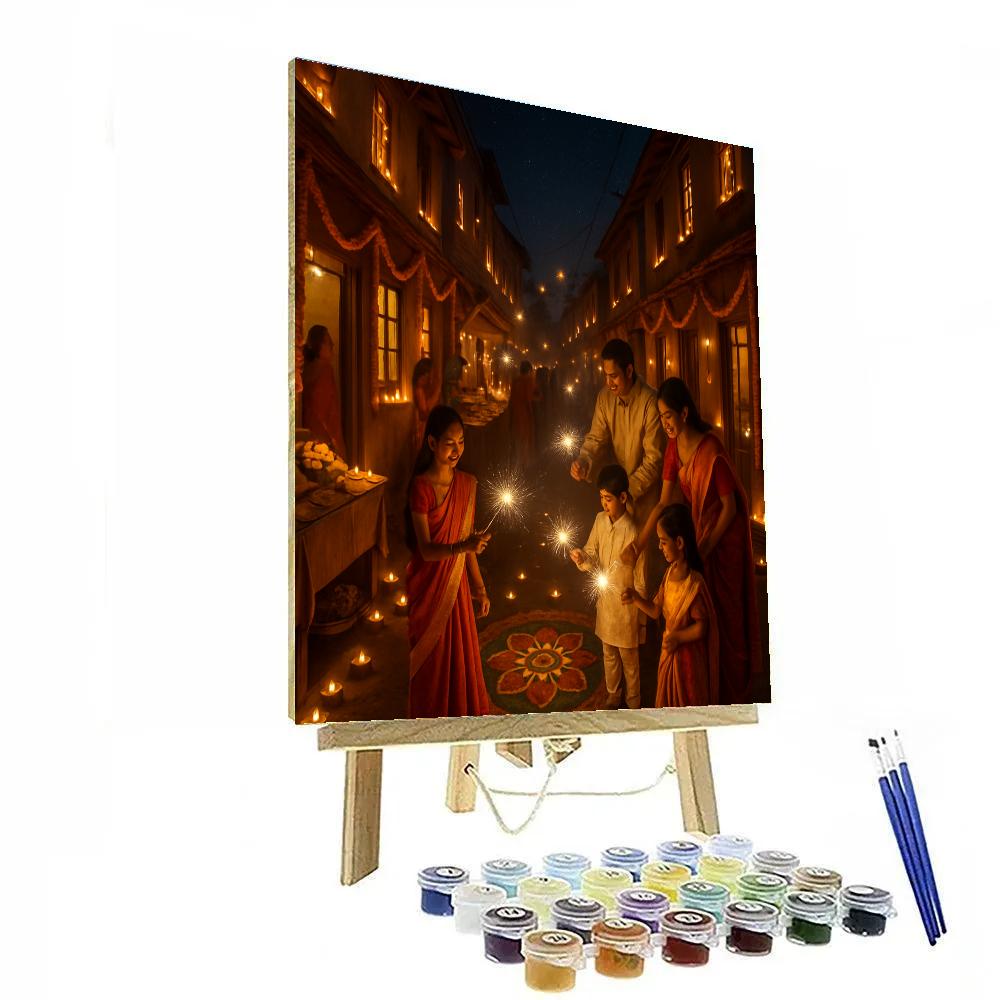 Diwali Festival Night Street Celebration paint by color