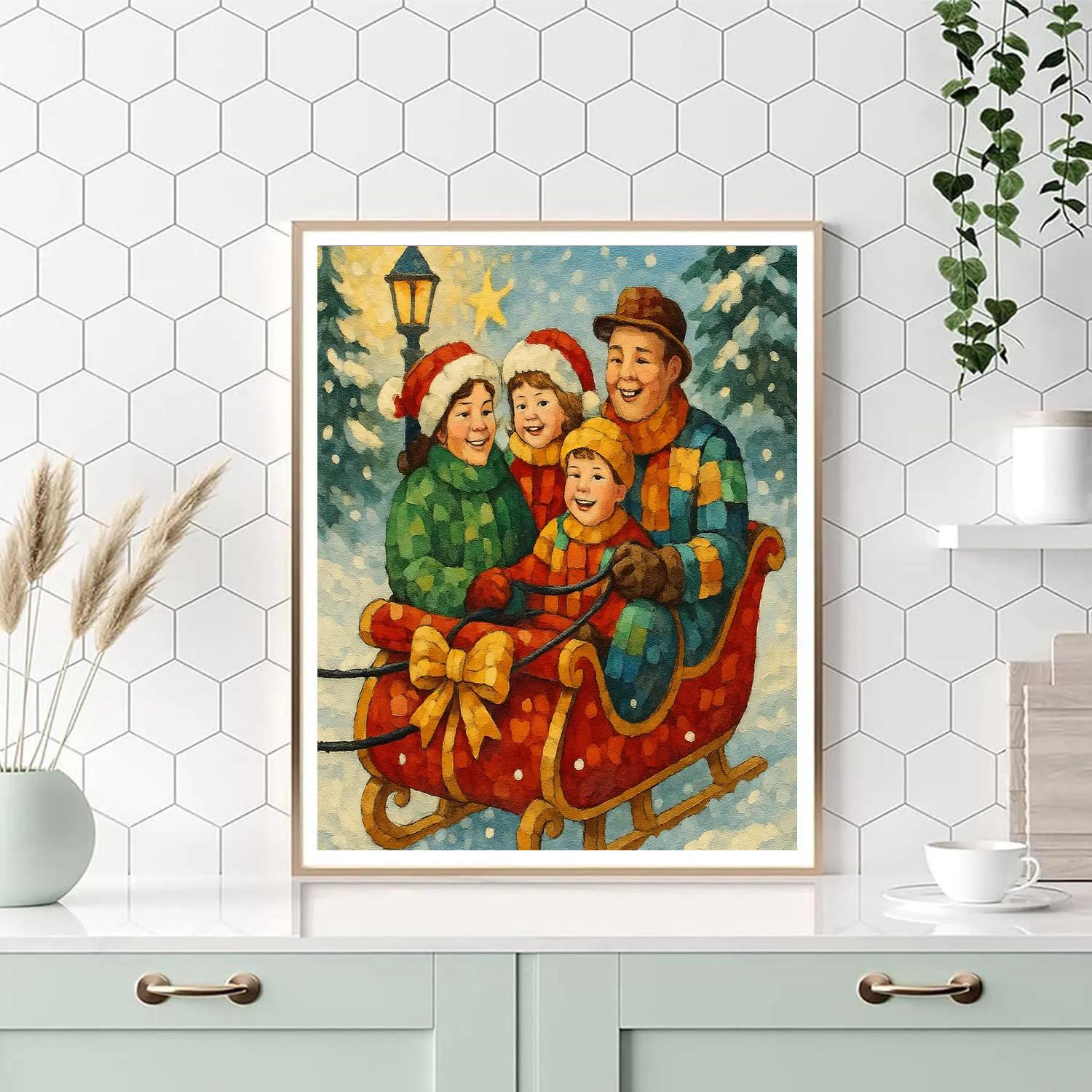 Ribboned Sleigh Ride paint by number