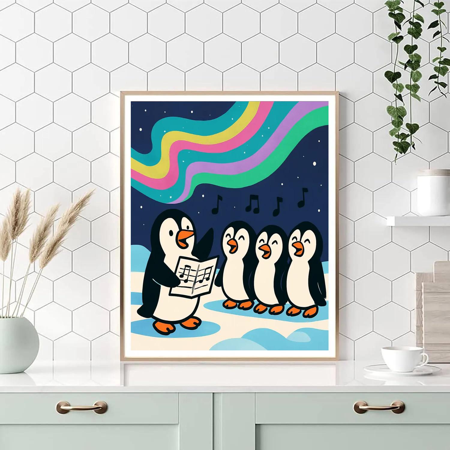 Aurora Penguin Choir Paint by numbers art