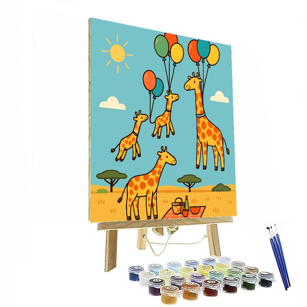 Bubble Balloon Giraffes DIY paint by numbers