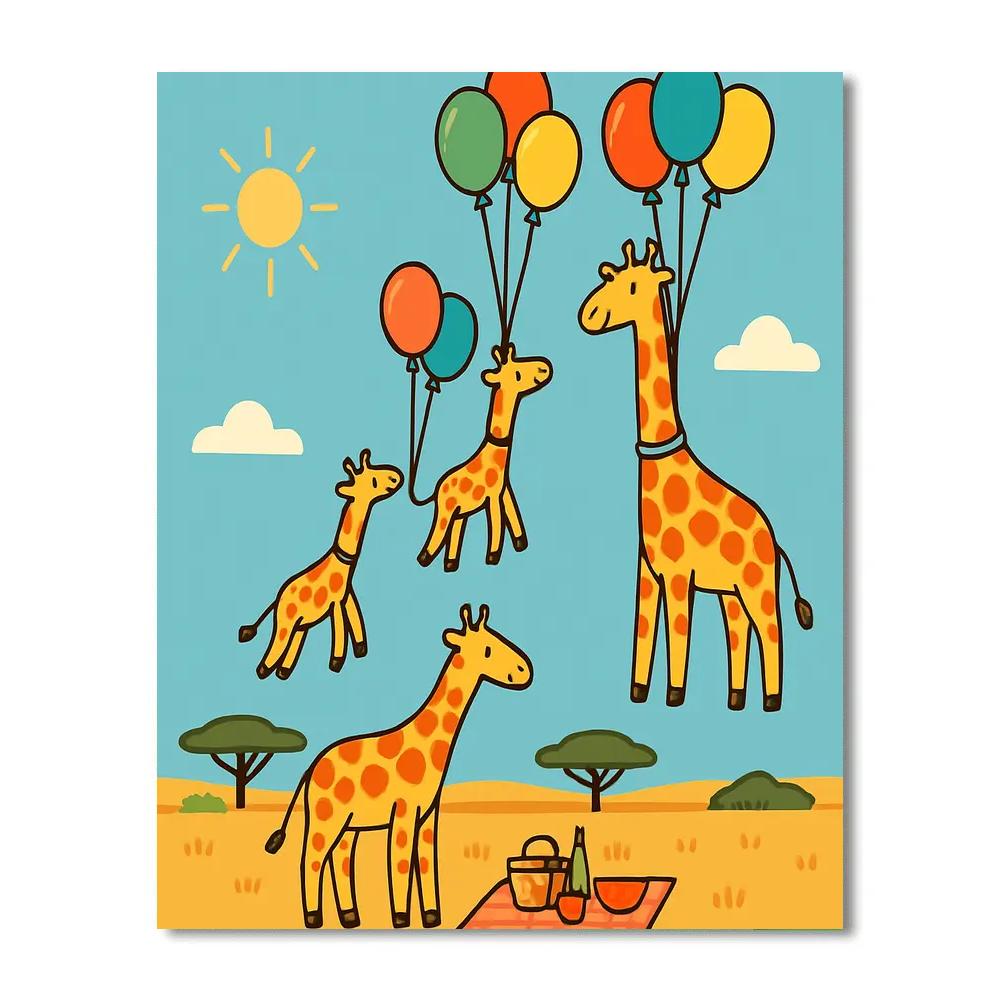 Bubble Balloon Giraffes DIY paint by numbers