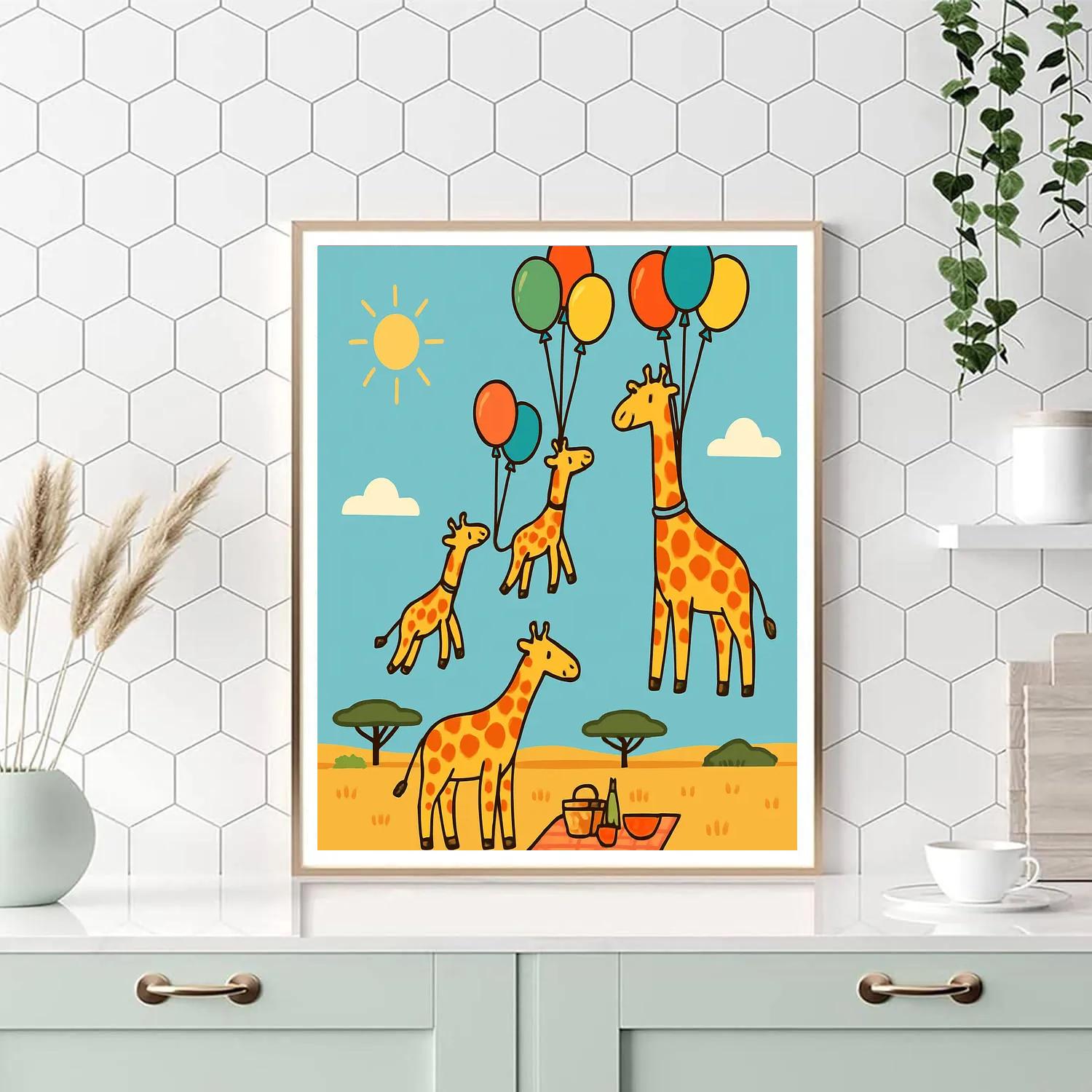 Bubble Balloon Giraffes DIY paint by numbers