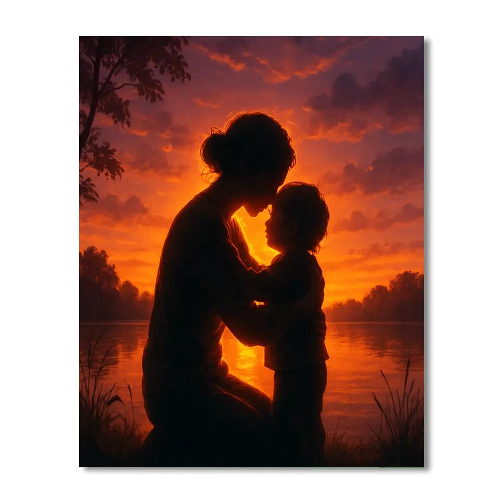 Sunset Silhouette Embrace paint by number