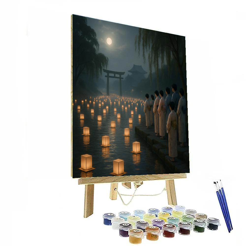 Obon Lantern Festival Riverside paint by color
