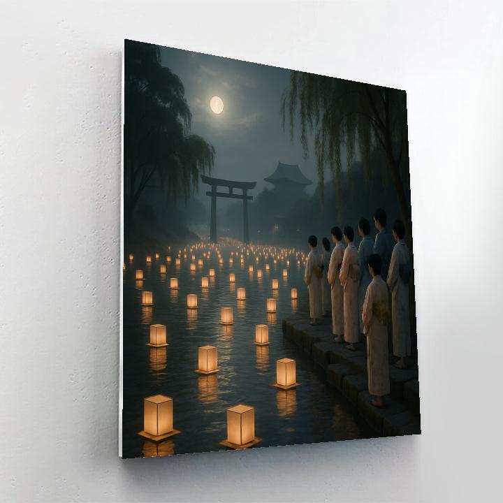 Obon Lantern Festival Riverside paint by color