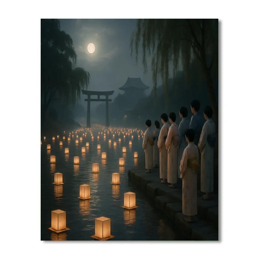 Obon Lantern Festival Riverside paint by color