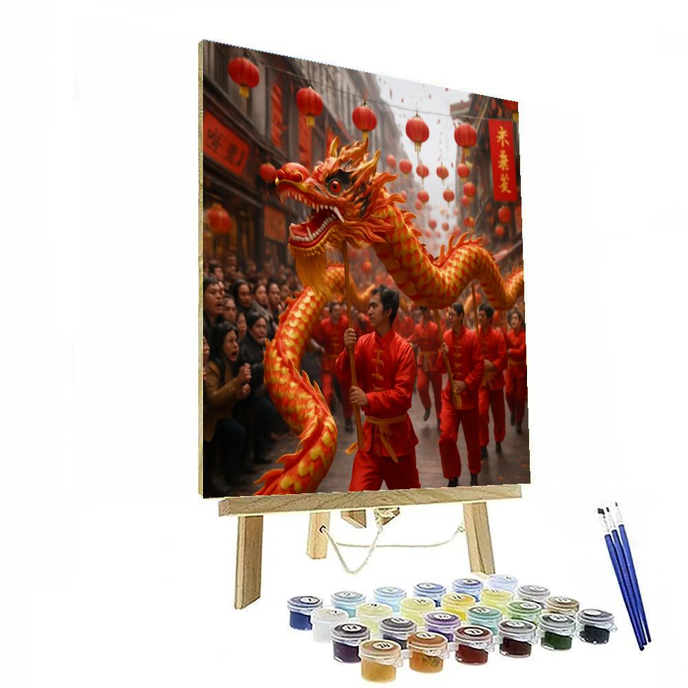 Chinese New Year Dragon Dance Street Procession painting number kit