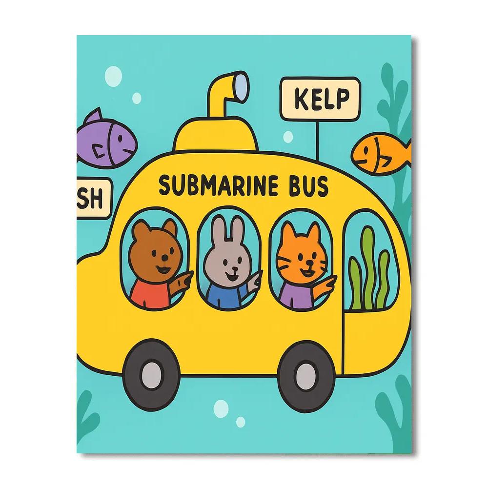 Submarine Schoolbus Paint by numbers kits