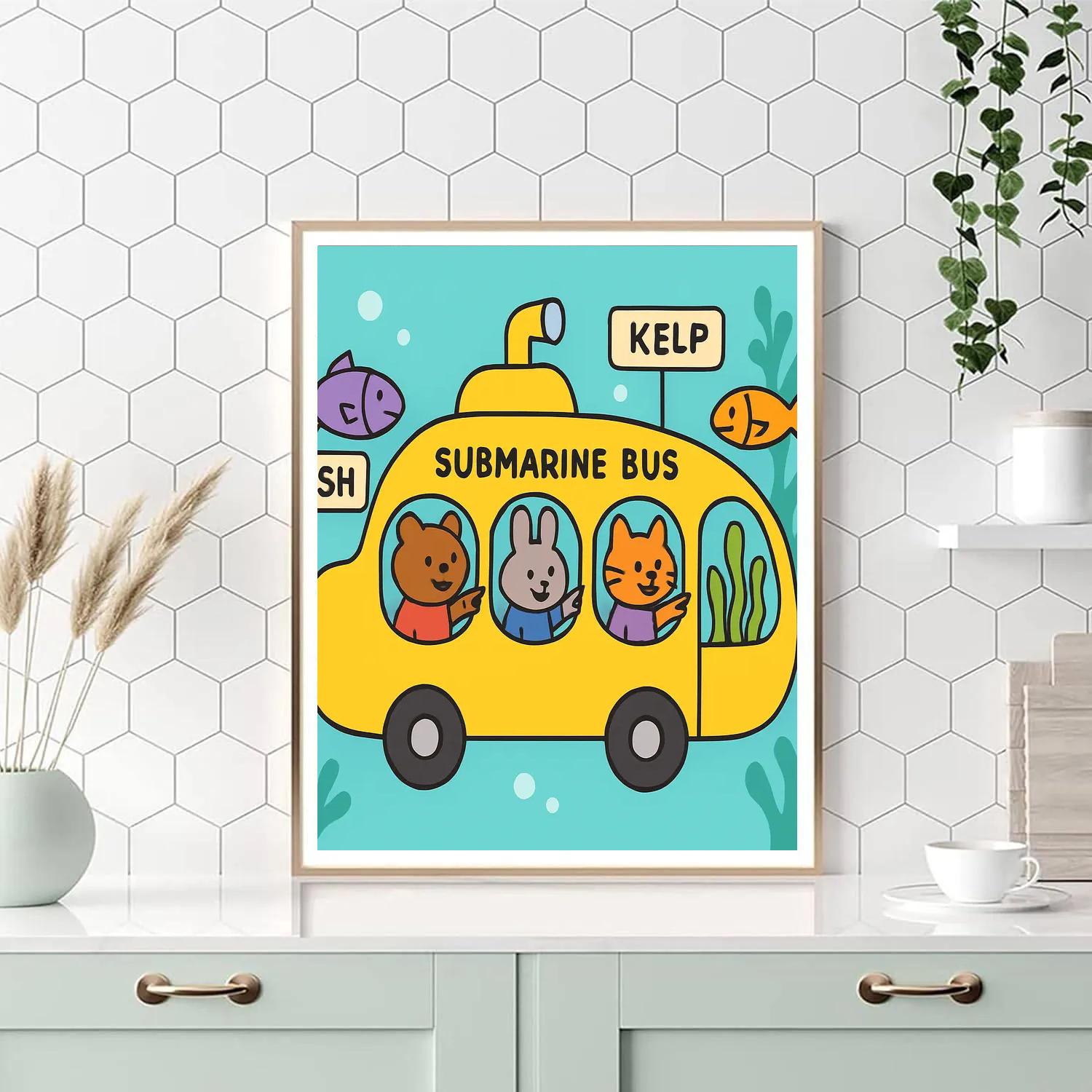 Submarine Schoolbus Paint by numbers kits