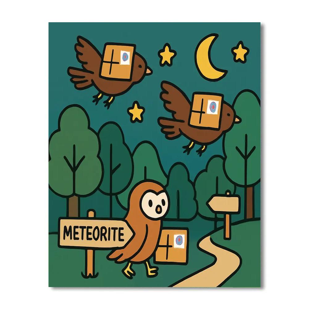 Meteorite Mail Owls Painting by numbers kit