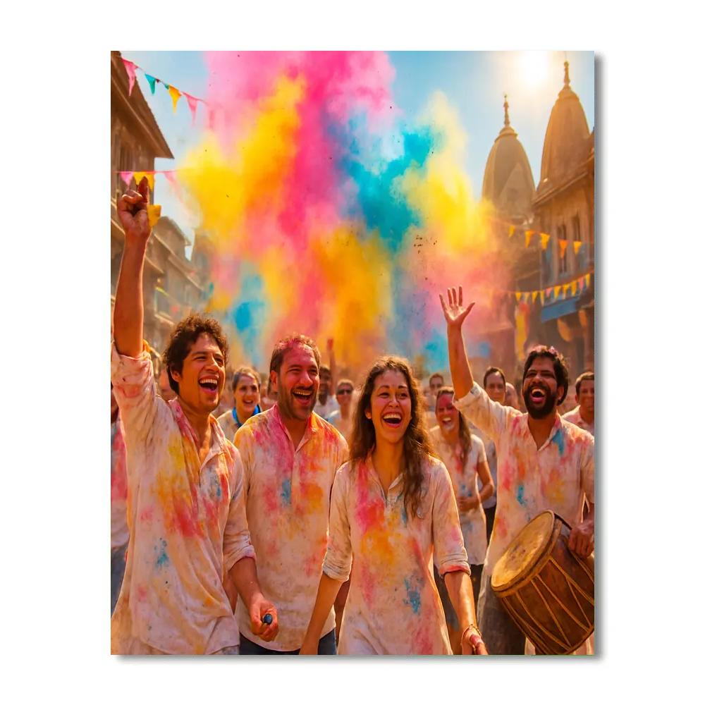 Holi Festival In Vrindavan paint by number