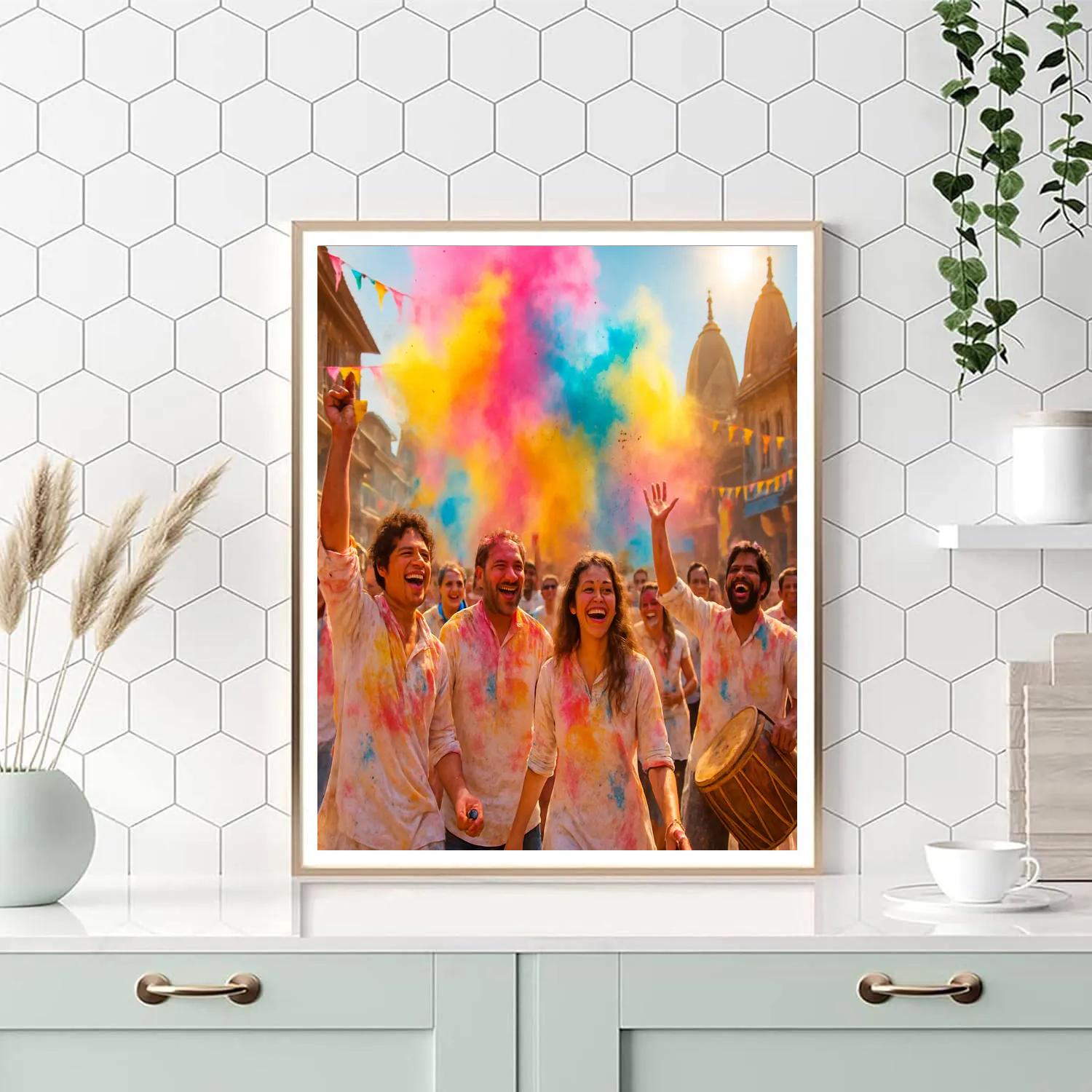 Holi Festival In Vrindavan paint by number