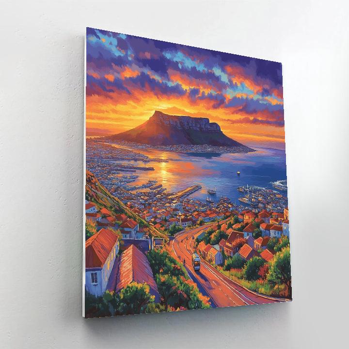 Table Mountain Viewpoint At Sunset Cape Town South Africa Number painting