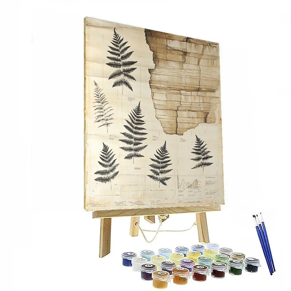 Leonardo Da Vinci Inspired Fossilized Ferns And Strata Paint by numbers art