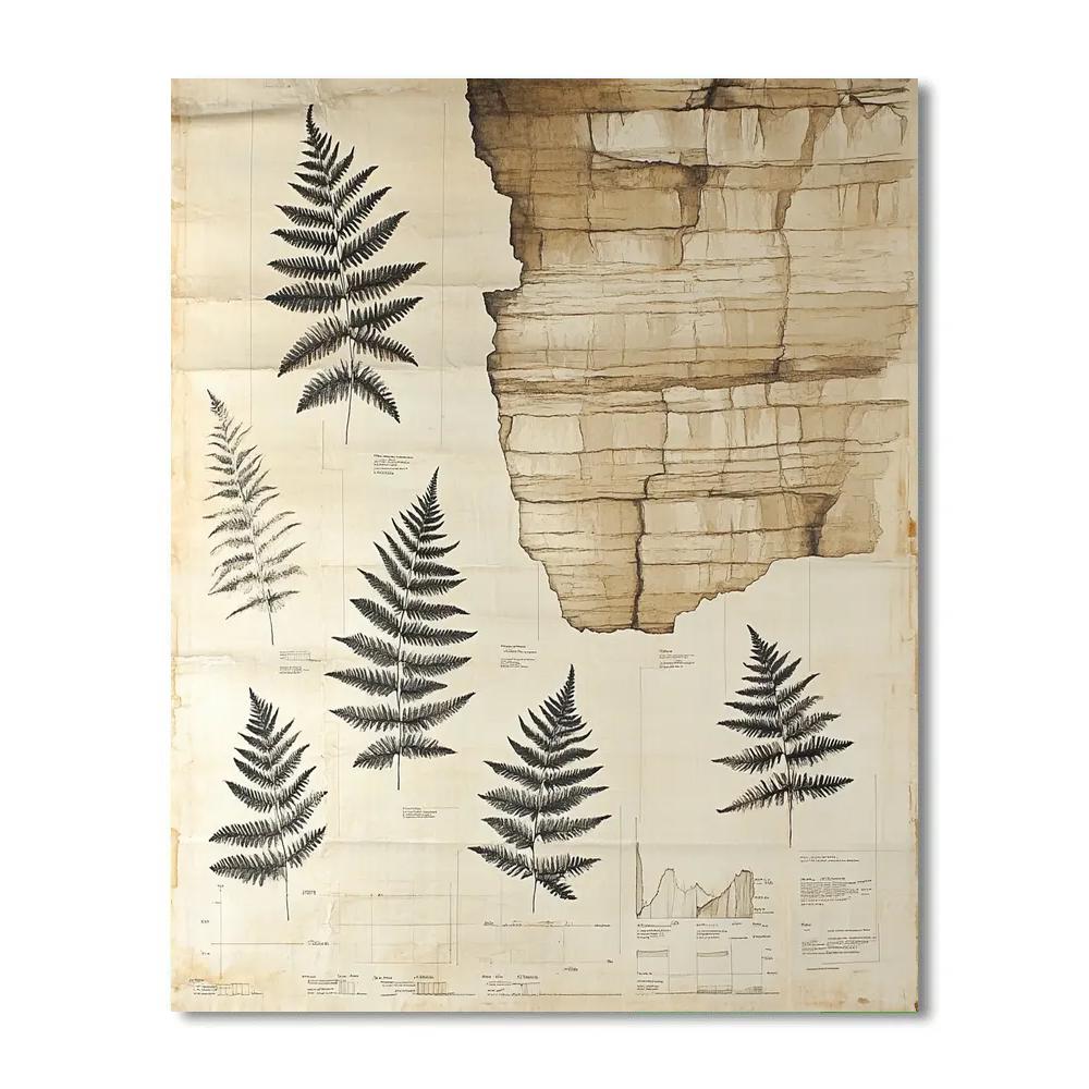 Leonardo Da Vinci Inspired Fossilized Ferns And Strata Paint by numbers art