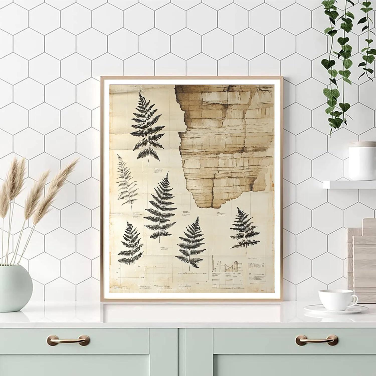 Leonardo Da Vinci Inspired Fossilized Ferns And Strata Paint by numbers art