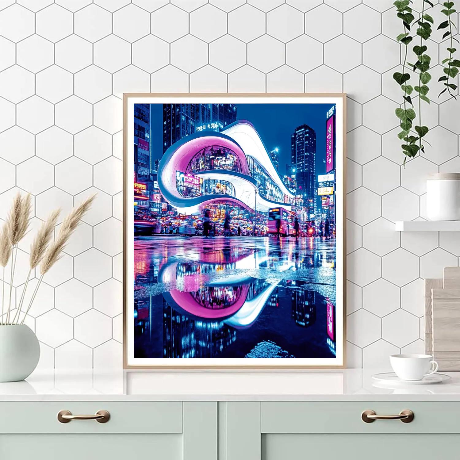 Dongdaemun Design Plaza Nightscape Seoul South Korea Painting by numbers kit