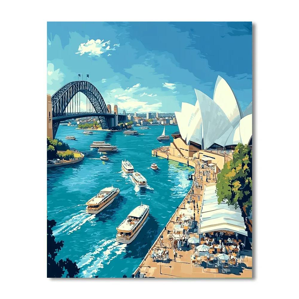 Sydney Harbour Bridge And Opera House From Circular Quay Australia paint by number