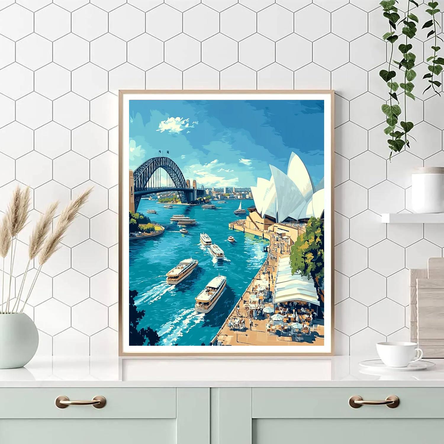 Sydney Harbour Bridge And Opera House From Circular Quay Australia paint by number