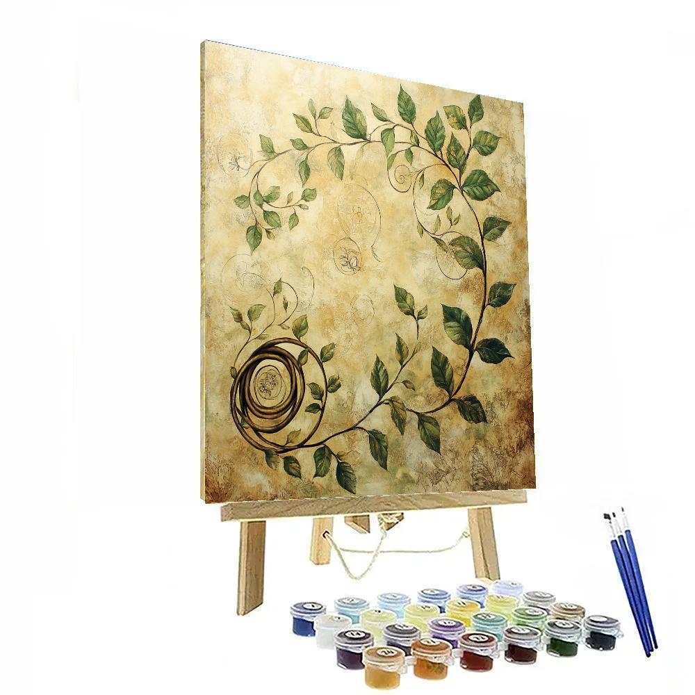 Leonardo Da Vinci Inspired Botanical Spiral Growth painting number kit