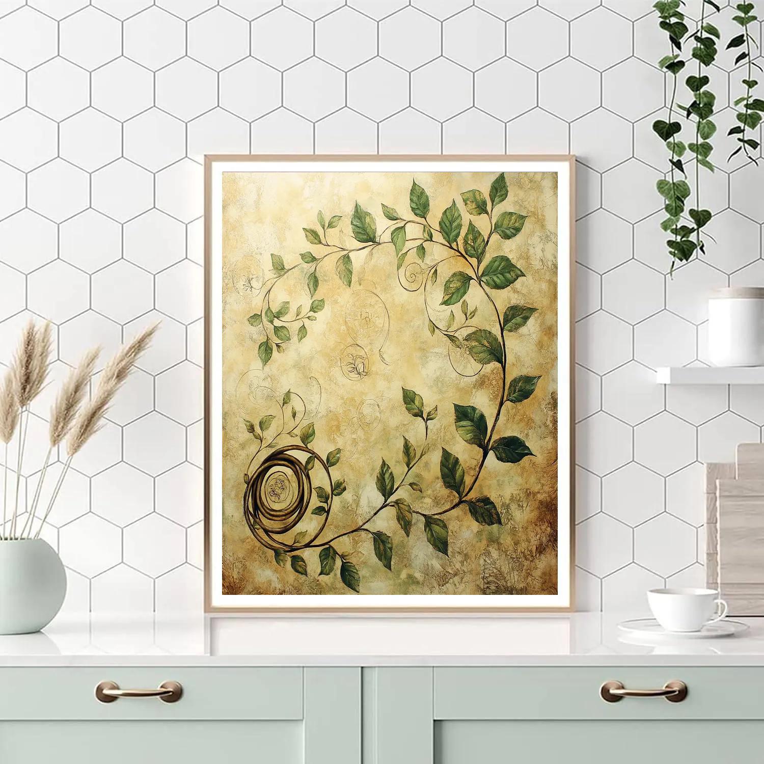 Leonardo Da Vinci Inspired Botanical Spiral Growth painting number kit