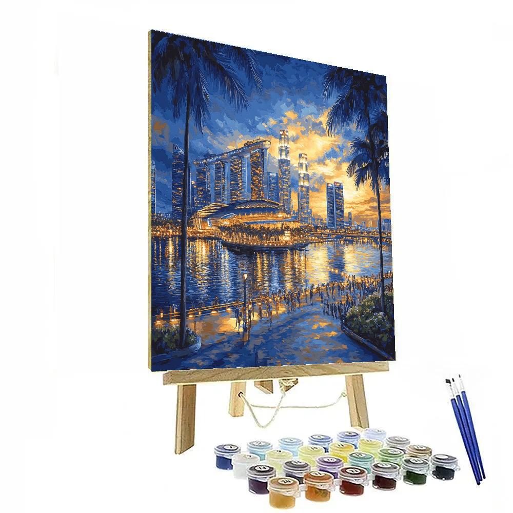 Evening Glow Over Marina Bay Sands Skyline Singapore Paint by numbers art