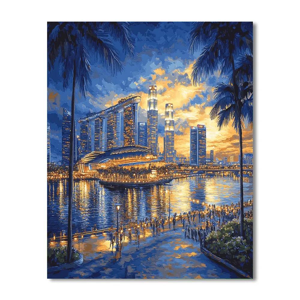 Evening Glow Over Marina Bay Sands Skyline Singapore Paint by numbers art