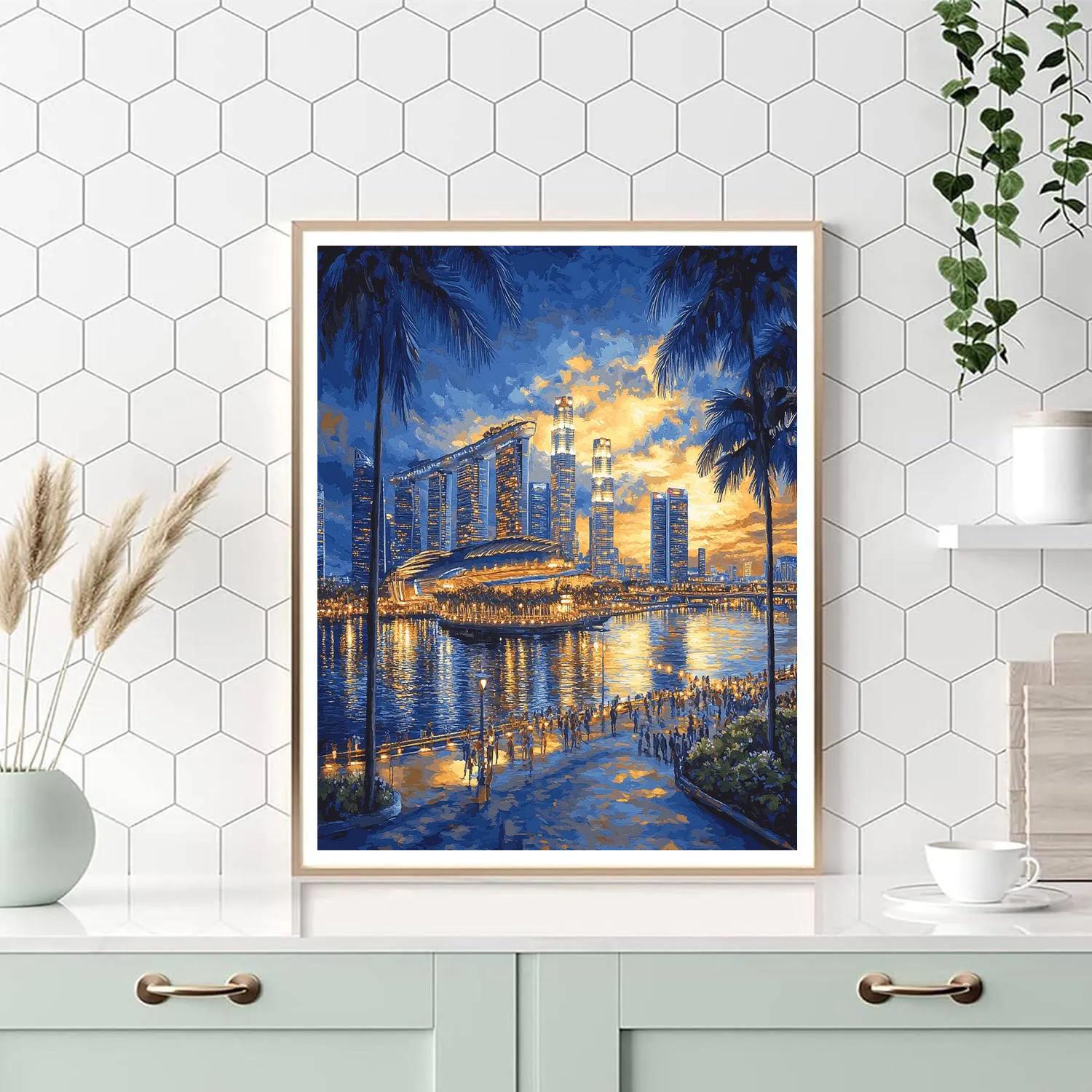 Evening Glow Over Marina Bay Sands Skyline Singapore Paint by numbers art
