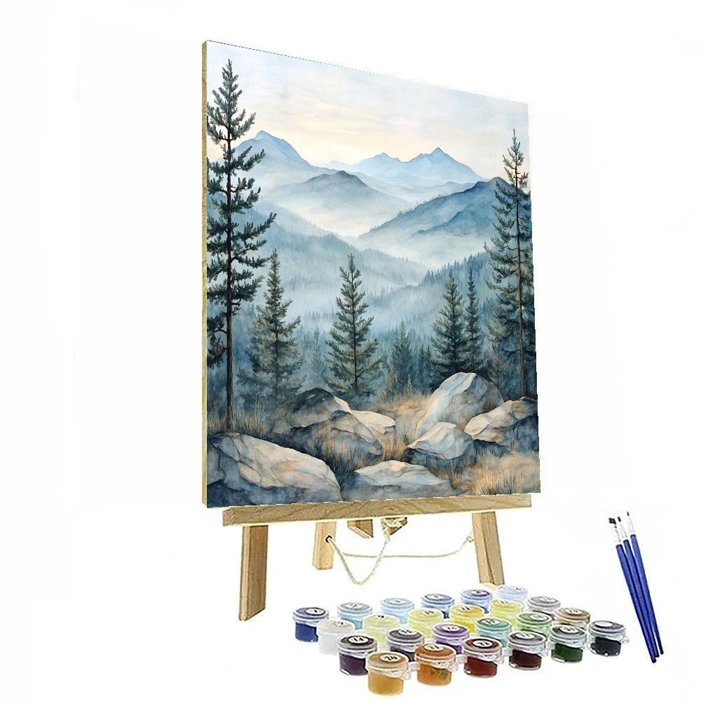 Leonardo Da Vinci Inspired Mountain Mist Landscape paint by numbers