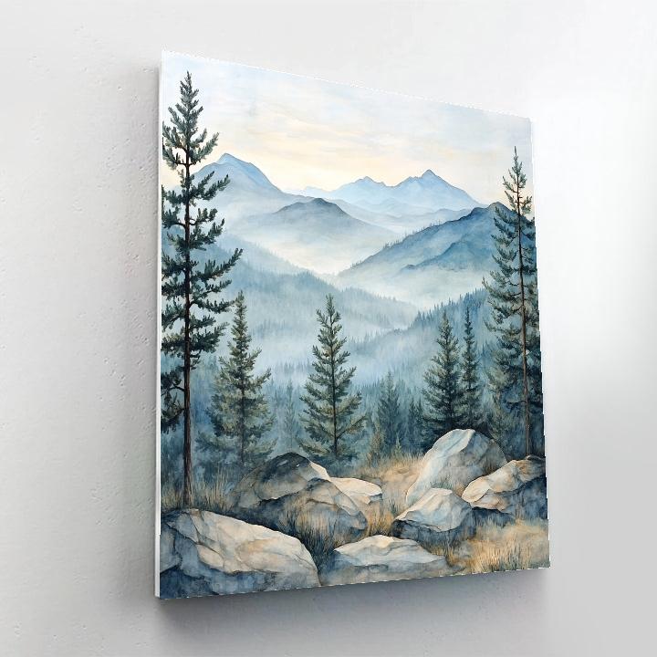 Leonardo Da Vinci Inspired Mountain Mist Landscape paint by numbers