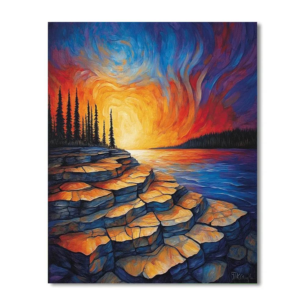 A.Y. Jackson Inspired Ancient Shield Rocks Paint by numbers art