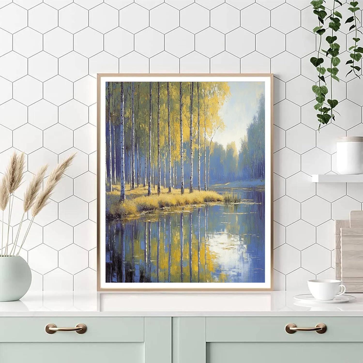 Claude Monet Inspired River Poplar Study In Autumn Number painting