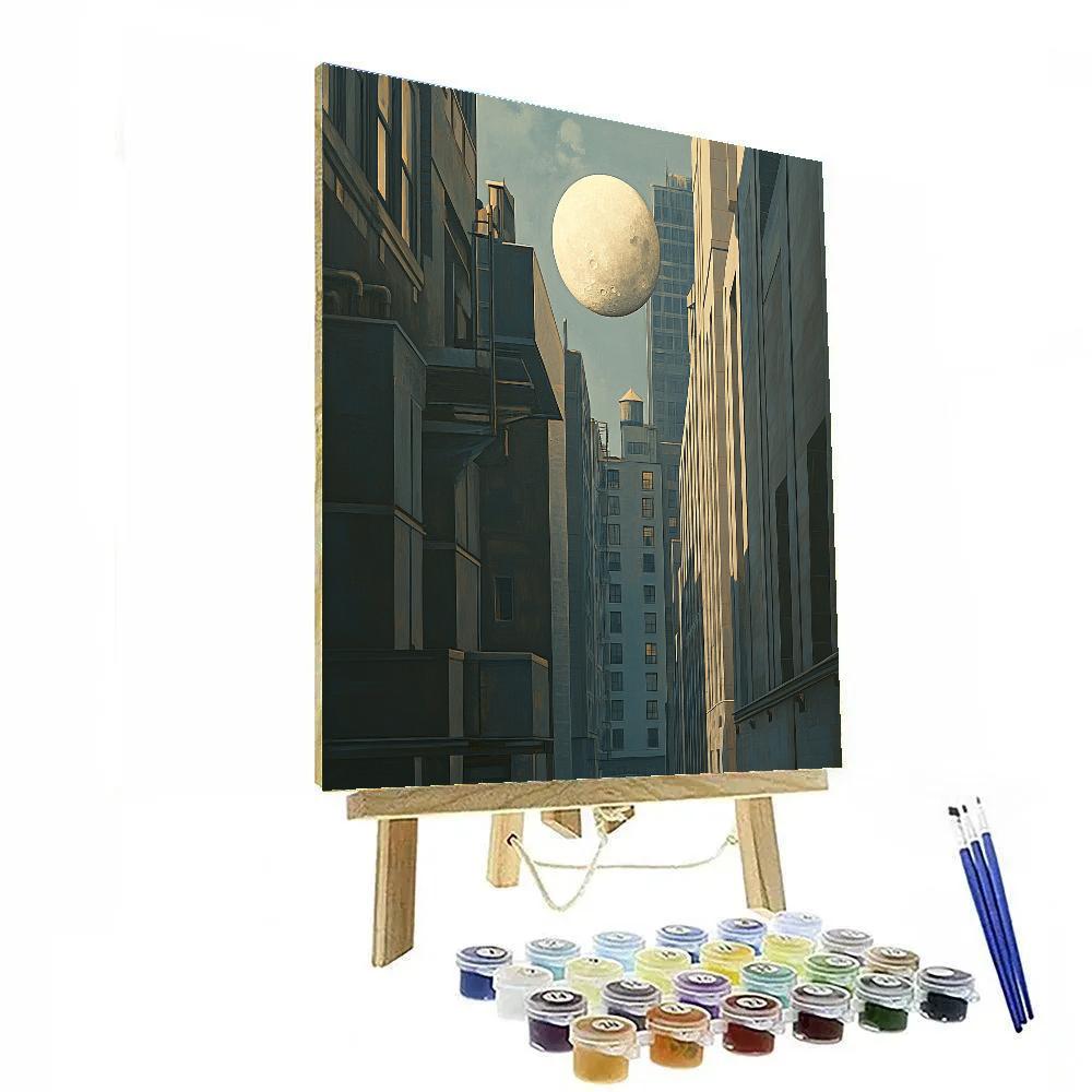 Magritte Inspired Moonlit Alley Numbered painting kits