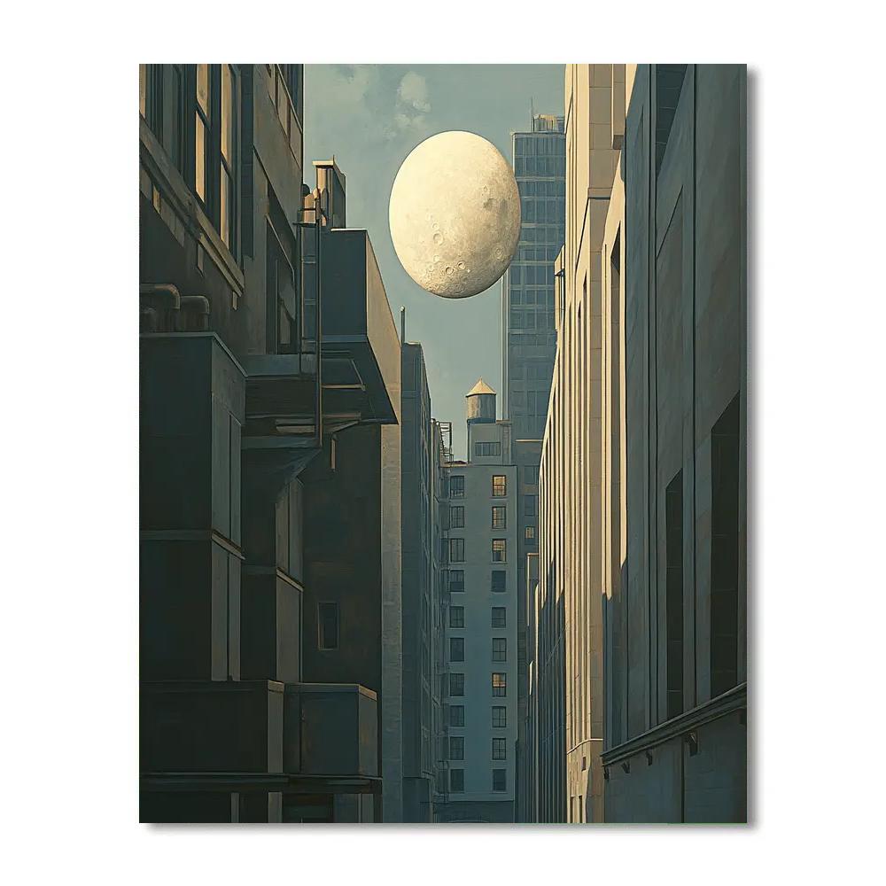 Magritte Inspired Moonlit Alley Numbered painting kits