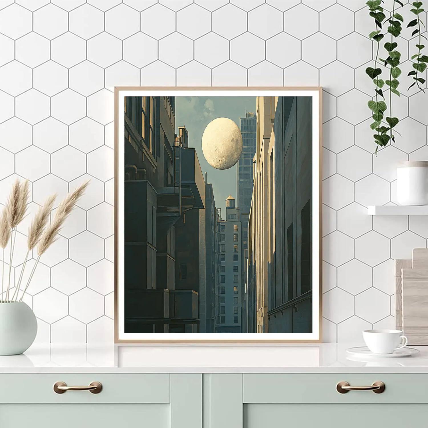 Magritte Inspired Moonlit Alley Numbered painting kits