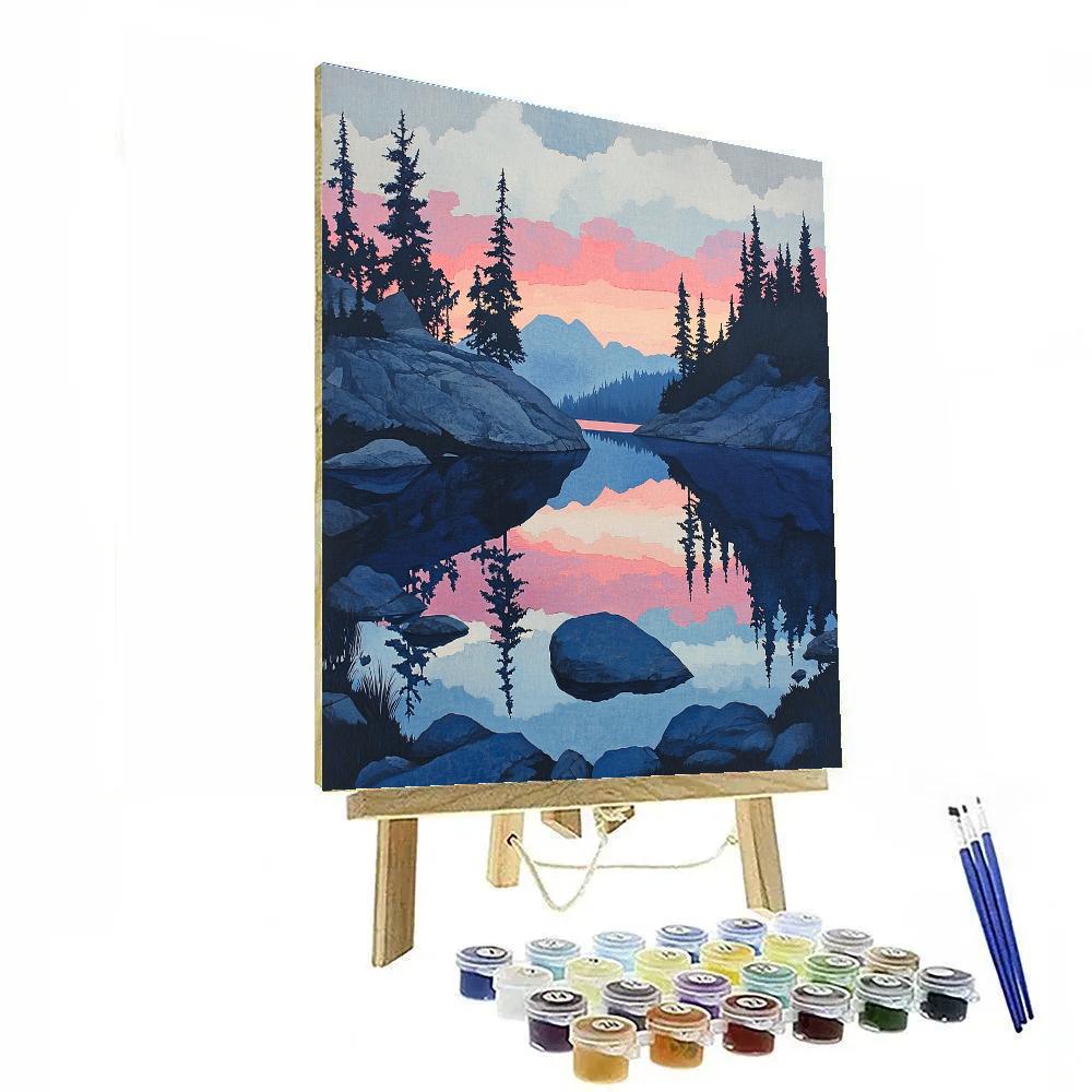 A.Y. Jackson Inspired Northern Lake At Dusk painting number kit