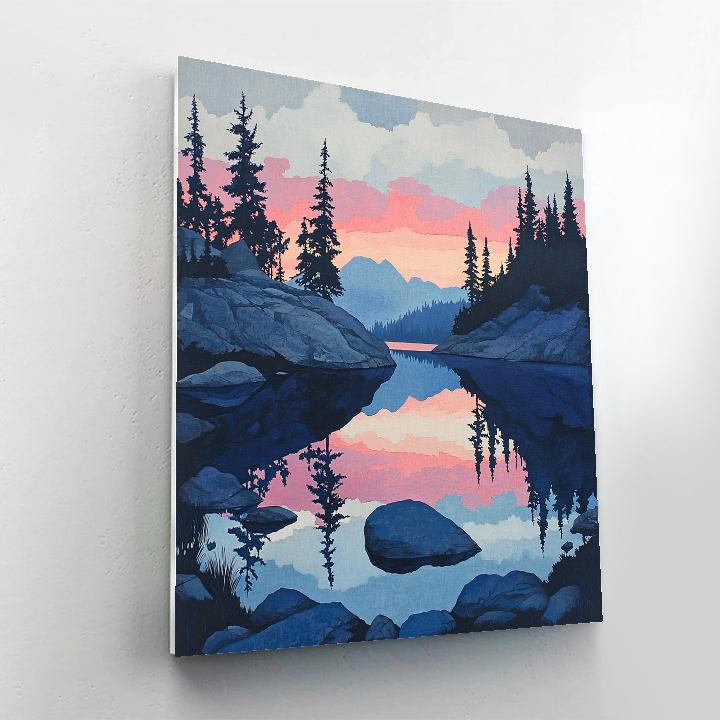 A.Y. Jackson Inspired Northern Lake At Dusk painting number kit