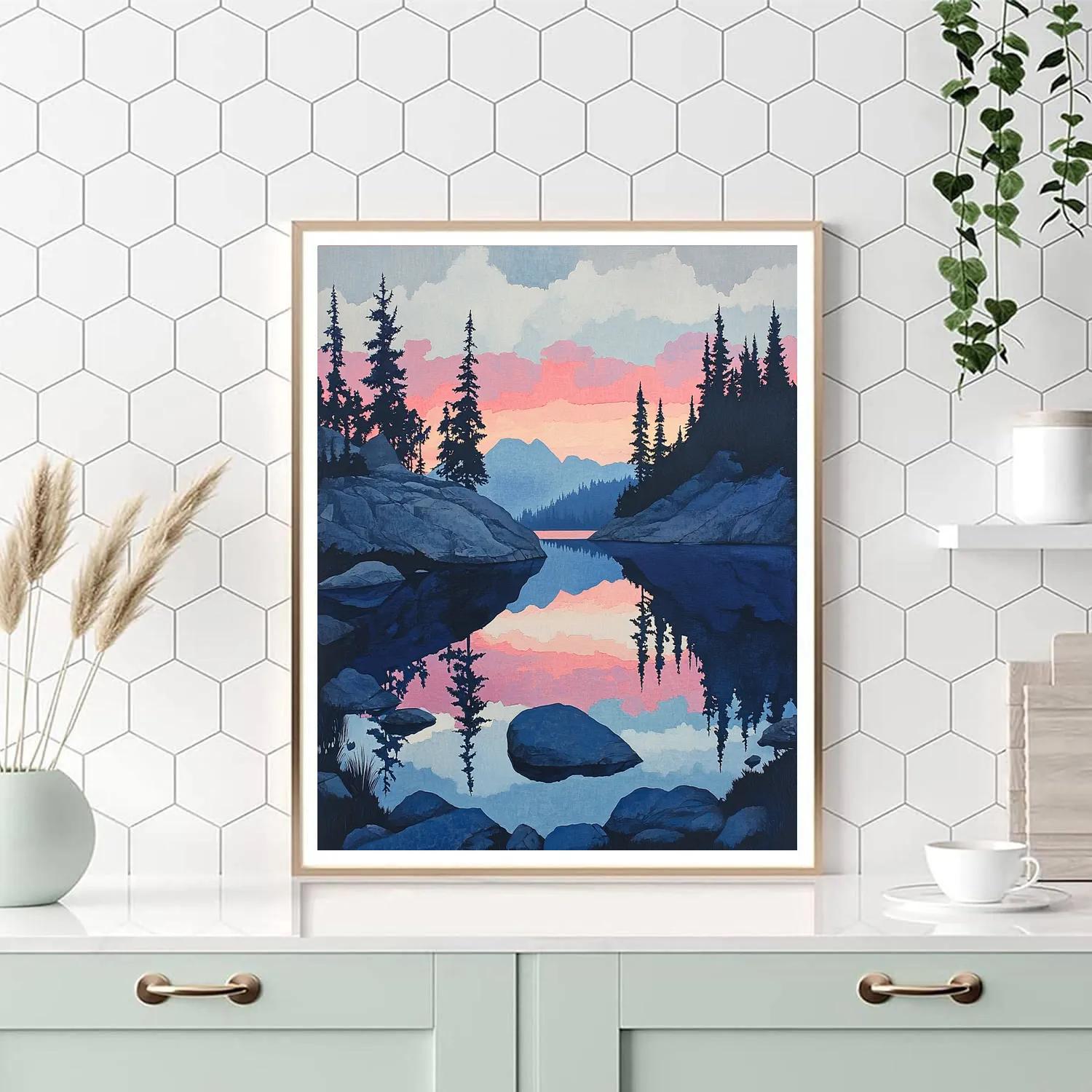 A.Y. Jackson Inspired Northern Lake At Dusk painting number kit