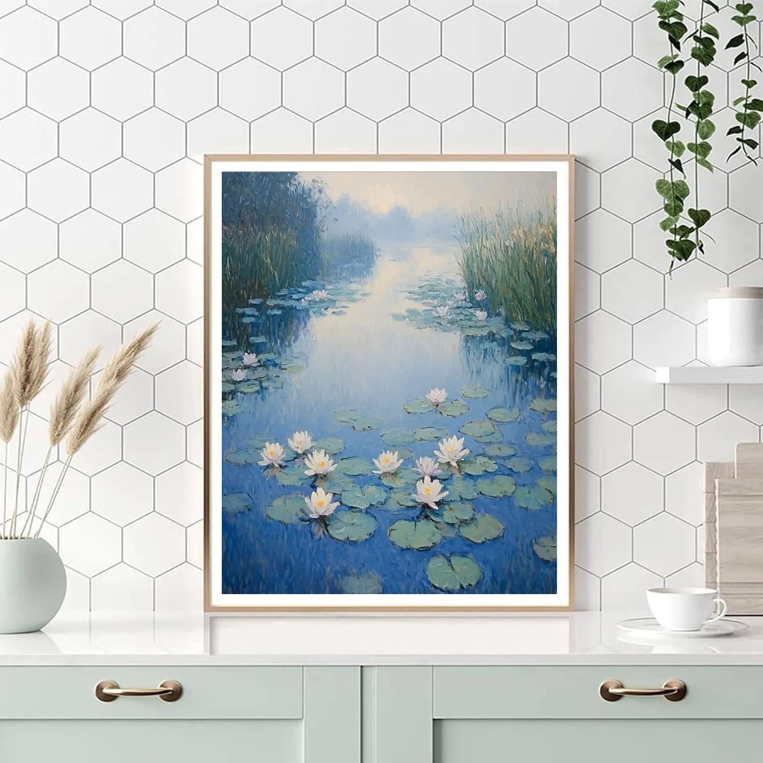 Claude Monet Inspired Morning Mist Over Lily Pond Paint by numbers art