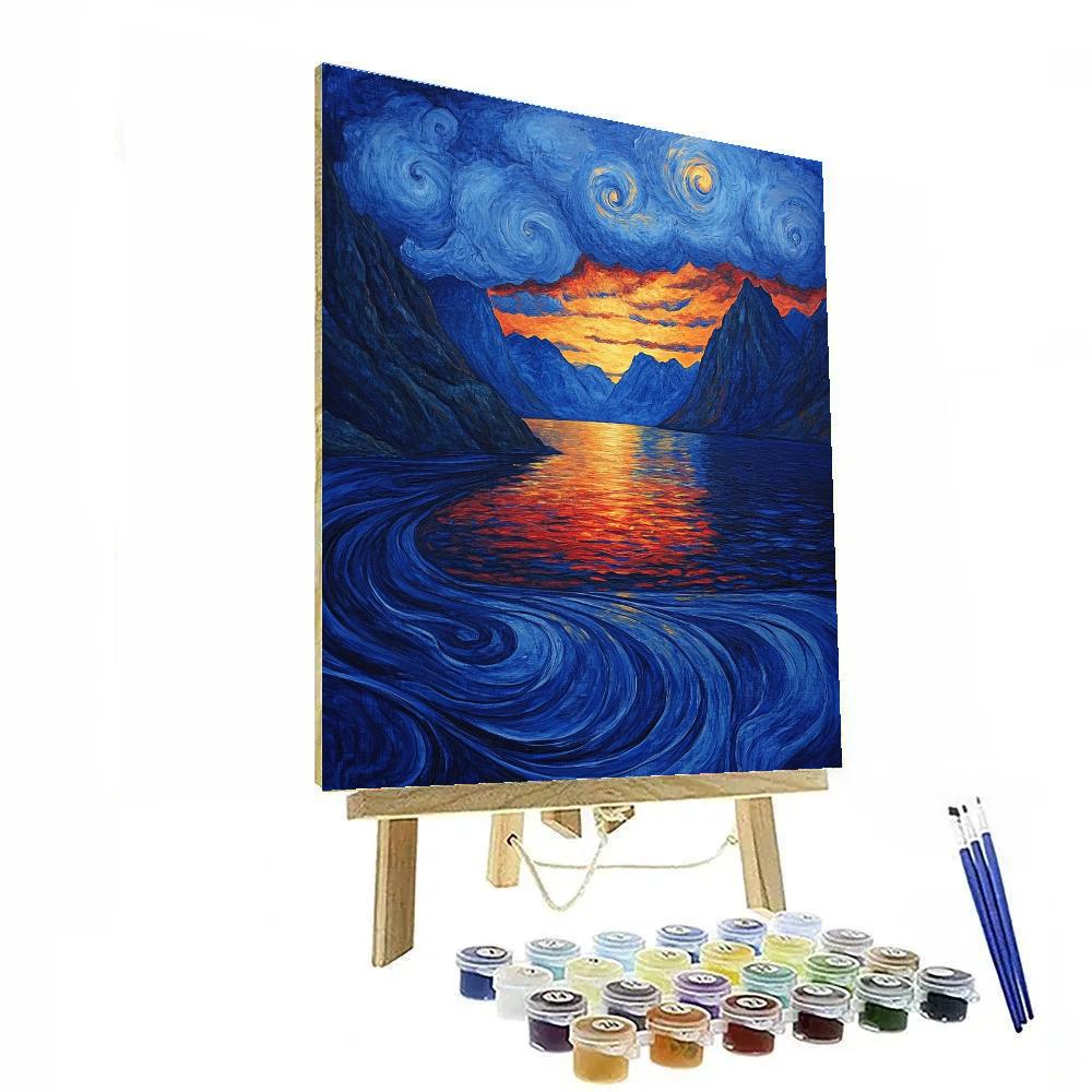 Edvard Munch Inspired Fjord Dusk Numbered painting kits