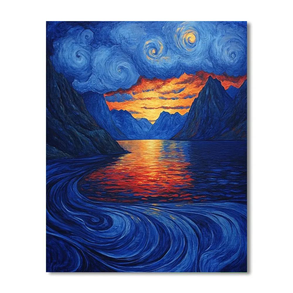 Edvard Munch Inspired Fjord Dusk Numbered painting kits