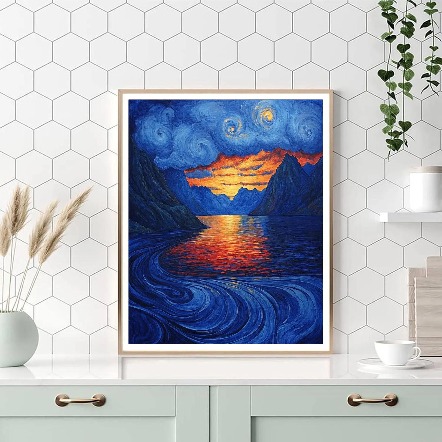 Edvard Munch Inspired Fjord Dusk Numbered painting kits