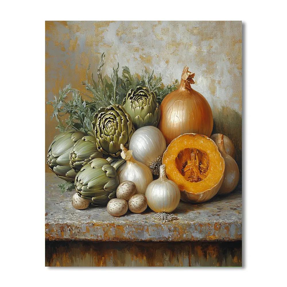 Diego Velázquez Inspired Market Vegetables Bodegon Number painting