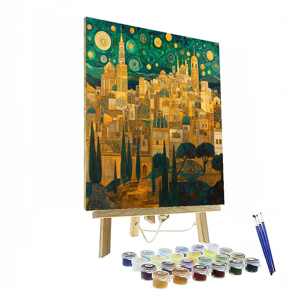 Gustav Klimt Inspired City At Dusk Painting by numbers kit