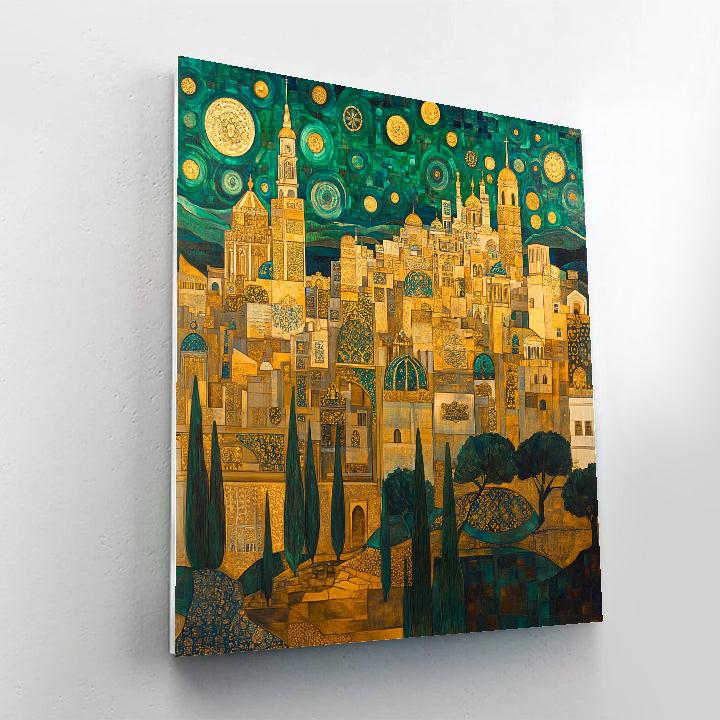 Gustav Klimt Inspired City At Dusk Painting by numbers kit