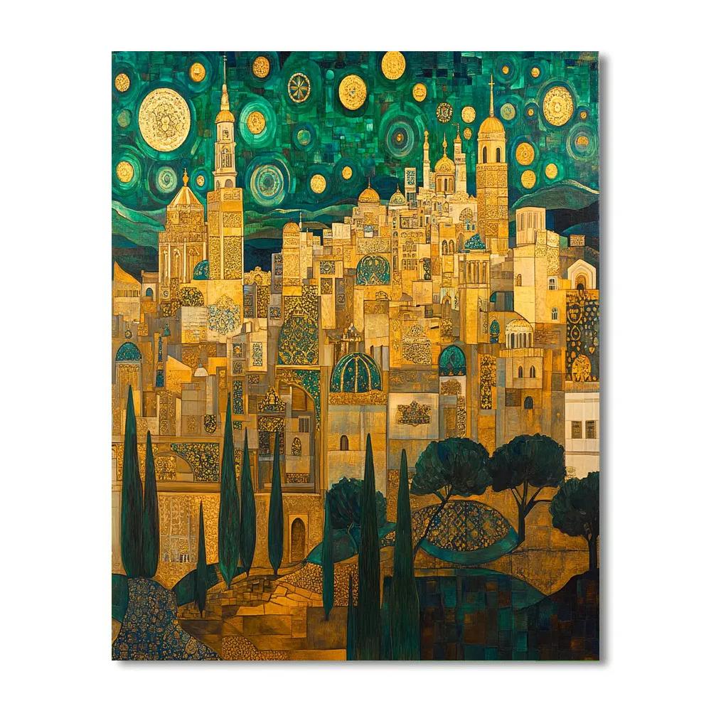 Gustav Klimt Inspired City At Dusk Painting by numbers kit